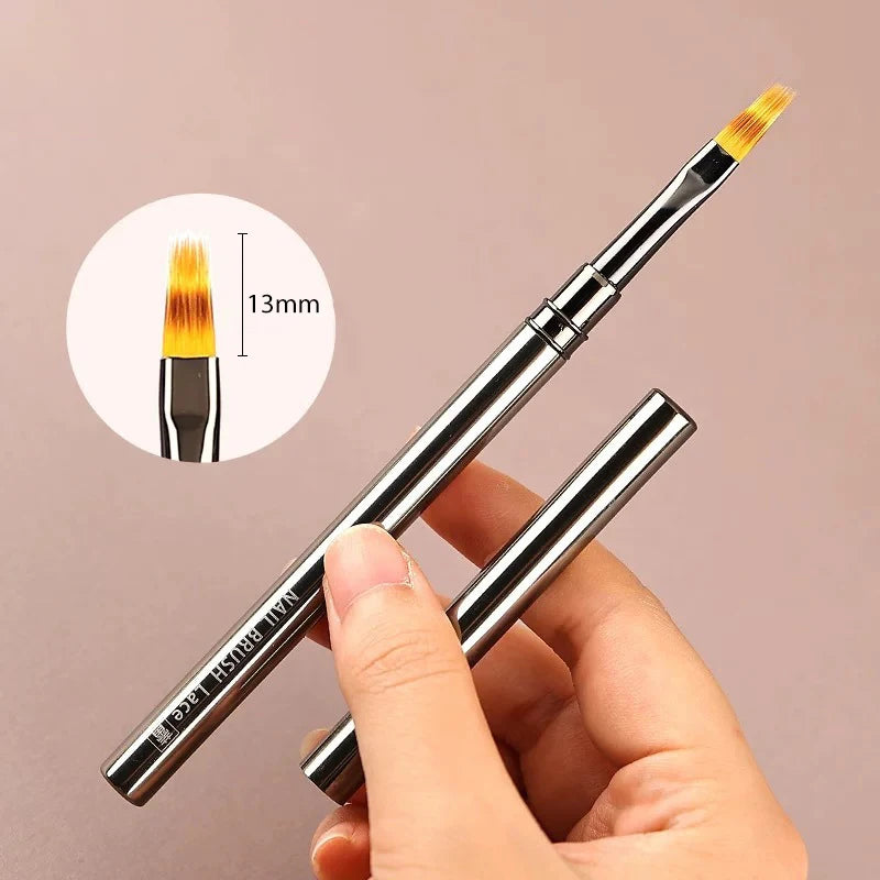 6/9/12/15/18mm Nail Art Liner Brush Metal Handle Painting Acrylic French Stripe Drawing Pen UV Gel Polish Nail Art Manicure Tool