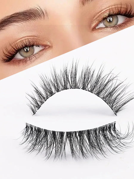 Clear Band Eyelashes Natural Fluffy 3D Mink Lashes D Curl  Volume Wispy False Eyelashes With Clear Band Soft  Reusable Lashes