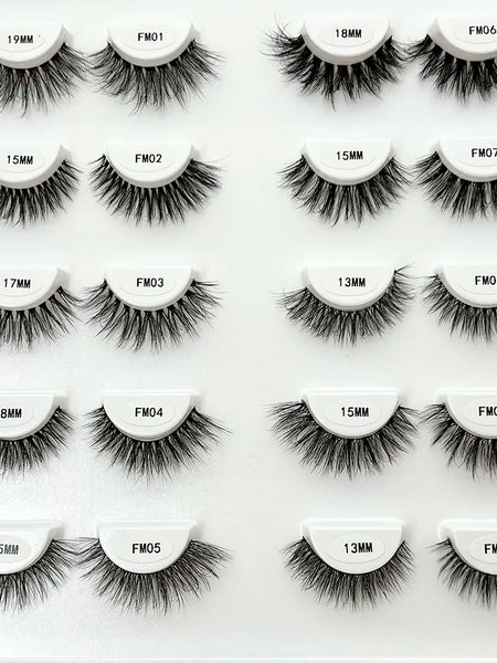 Clear Band Eyelashes Natural Fluffy 3D Mink Lashes D Curl  Volume Wispy False Eyelashes With Clear Band Soft  Reusable Lashes