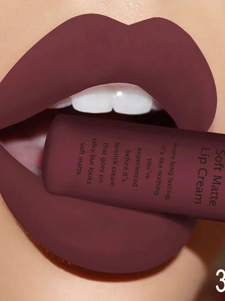 QIBEST Sexy Velvet Matte Lip Gloss Liquid Lipstick Lipgloss Beauty Red Nude Waterproof Long-lasting Lip Stain Makeup For Women