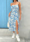 Fall 2025 Long Dress Strapless Wrap Chest High Slit Daisy Leopard Print Wrap around Skirt Maxi Dress