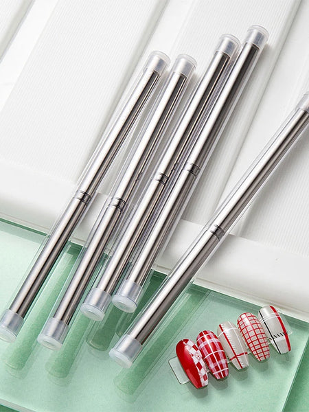 6/9/12/15/18mm Nail Art Liner Brush Metal Handle Painting Acrylic French Stripe Drawing Pen UV Gel Polish Nail Art Manicure Tool
