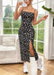Fall 2025 Long Dress Strapless Wrap Chest High Slit Daisy Leopard Print Wrap around Skirt Maxi Dress