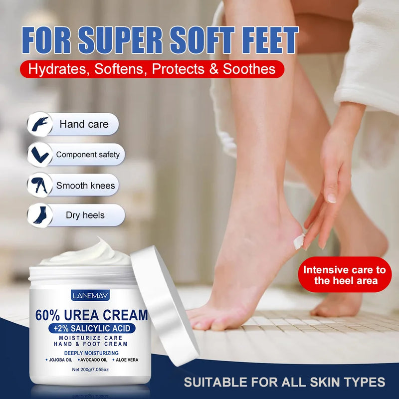 2PCS 60% Urea Cream for Hand & Foot, Suitable for Dry Hand & Foot，Moisturizing Cream Rich in Salicylic Acid and Glycerin