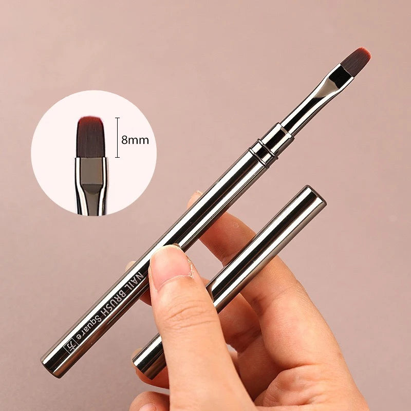 6/9/12/15/18mm Nail Art Liner Brush Metal Handle Painting Acrylic French Stripe Drawing Pen UV Gel Polish Nail Art Manicure Tool