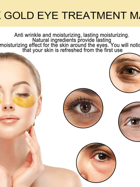 60PCS 24K Gold Eye Mask Anti Dark Circles Removal Eyes Bags Moisturizing Firming Eye Patches Eyes Skin Care Products