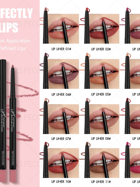 1PC Vibrant Colors Lipner Pen  Colorfast, Easy to Color, Waterproof, Lip Liner, Not Sticky, Lightness, Portable Travel Makeup