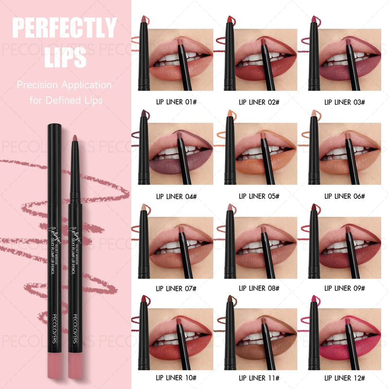 1PC Vibrant Colors Lipner Pen  Colorfast, Easy to Color, Waterproof, Lip Liner, Not Sticky, Lightness, Portable Travel Makeup