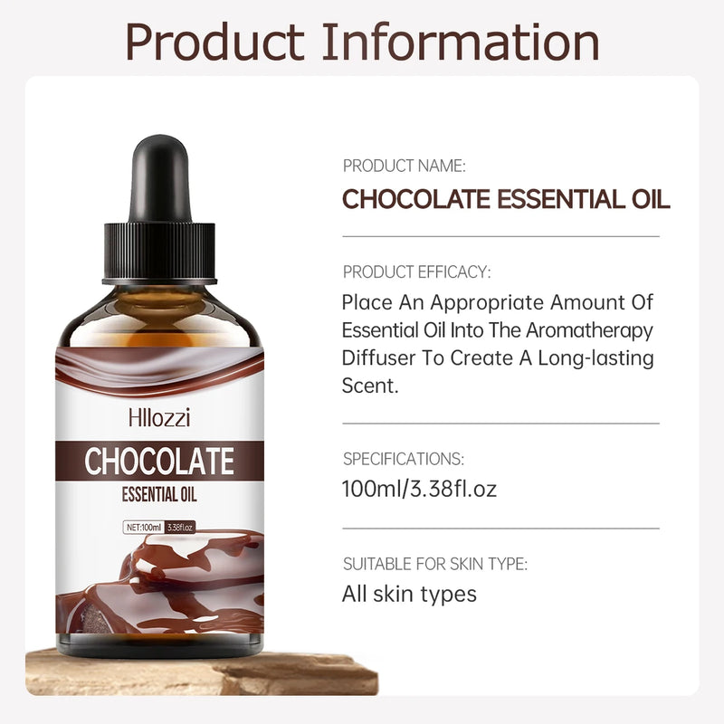 Chocolate essential oil is suitable for skin care, bath and aromatherapy diffusers and is suitable for all skin types.