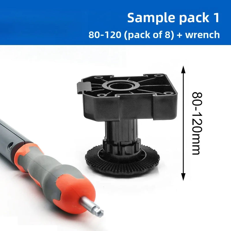 Byrne Cabinet Foot Leveling Tool Set — Adjustable Telescopic Wrench & Table Leg Support, 3 Sizes