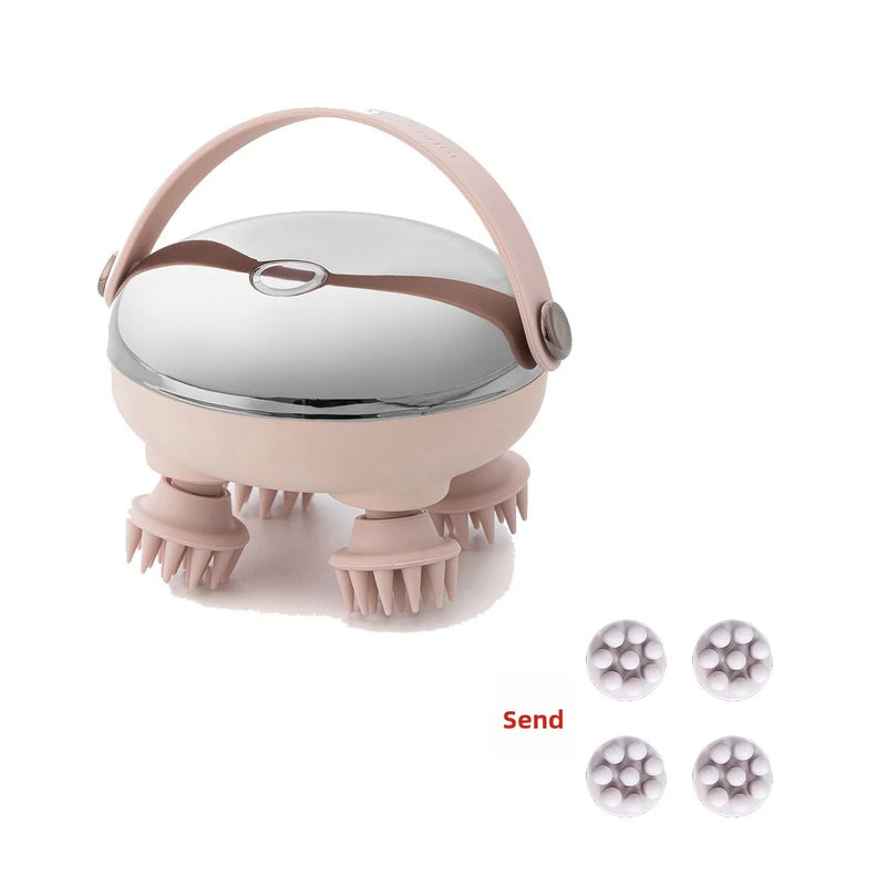 Rechargeable Waterproof Electric Scalp Massager Handheld Head Massager with 4 Massage Claws for Stress Relax Body Neck Back Pet
