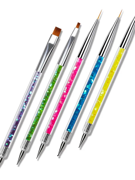 5Pcs Nails Art Dotting Pen Nails Brushes For Nails Art Accessories Tools Kits Nail Supplies For Professionals Manicure Set