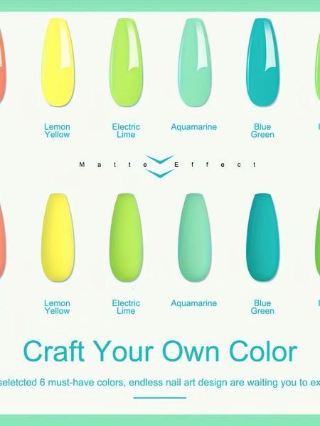 Beginner'S Dip Powder Nail Kit Featuring 6 Shades: Pink, Brown, Red, Green, Blue, And Macaron Pastel.