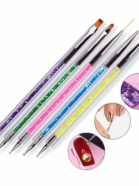 5Pcs Nails Art Dotting Pen Nails Brushes For Nails Art Accessories Tools Kits Nail Supplies For Professionals Manicure Set