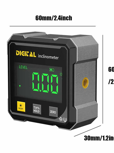 4-Side Magnetic Digital Angle Gauge with Laser — Electronic Protractor, Inclinometer & Slope Measuring Tool