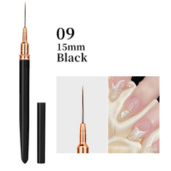 6/9/12/15/18mm Nail Art Liner Brush Metal Handle Painting Acrylic French Stripe Drawing Pen UV Gel Polish Nail Art Manicure Tool