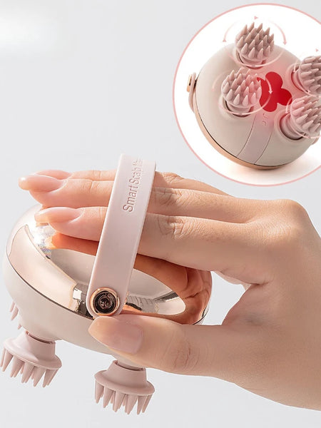 Rechargeable Waterproof Electric Scalp Massager Handheld Head Massager with 4 Massage Claws for Stress Relax Body Neck Back Pet