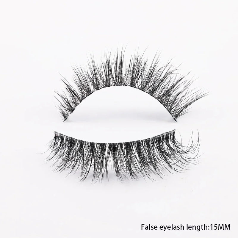 Clear Band Eyelashes Natural Fluffy 3D Mink Lashes D Curl  Volume Wispy False Eyelashes With Clear Band Soft  Reusable Lashes