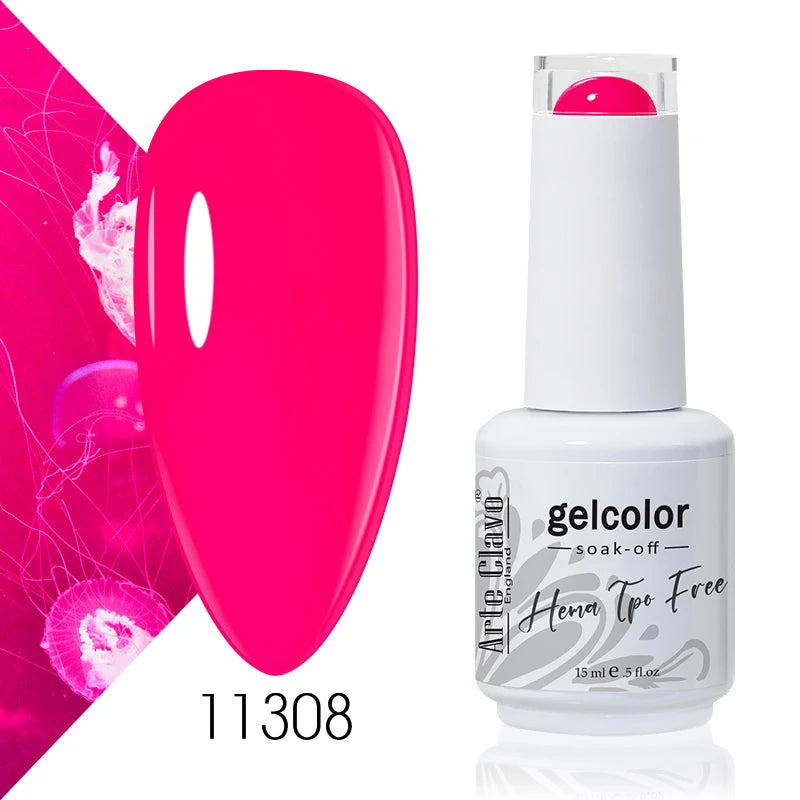 Arte Clavo Rose Red Color Series 15ml Gel Nail Polish Hot Sale Long Lasting Soak Off Varnish Hybrid Nail Art Top Bsae Maincure