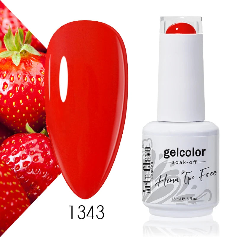 Arte Clavo Rose Red Color Series 15ml Gel Nail Polish Hot Sale Long Lasting Soak Off Varnish Hybrid Nail Art Top Bsae Maincure