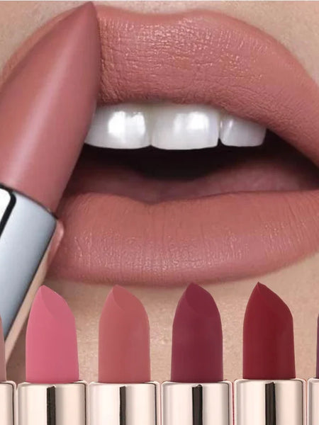 6colors Nude Velvet Lipsticks Waterproof Long Lasting Moisturize Lips Stick Not Fade Sexy Matte Lipstick Lip Gloss Women Makeup