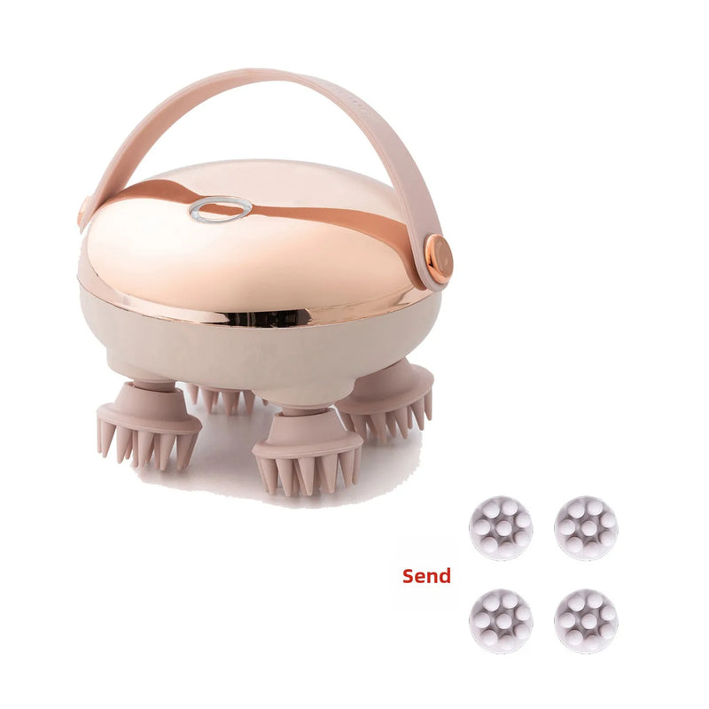Rechargeable Waterproof Electric Scalp Massager Handheld Head Massager with 4 Massage Claws for Stress Relax Body Neck Back Pet