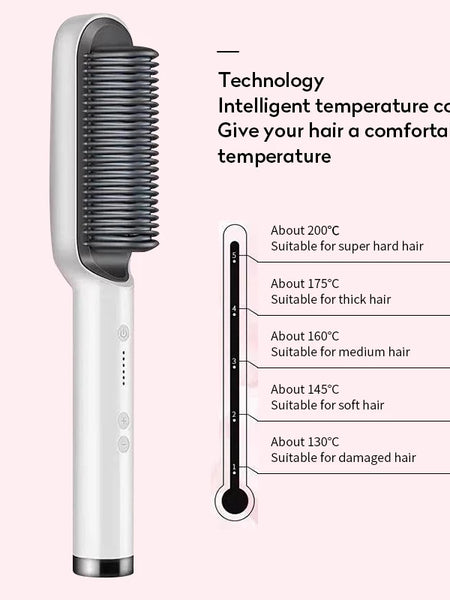 New 2 In 1 Hair Straightener Hot Comb Negative Ion Curling Tong Dual-purpose Electric Hair Brush