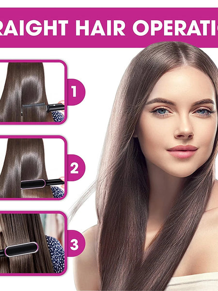 New 2 In 1 Hair Straightener Hot Comb Negative Ion Curling Tong Dual-purpose Electric Hair Brush