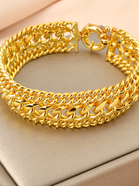 Minimalist Double-row Chain Wide Mesh Bracelet