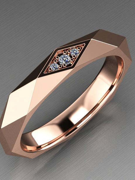 Simple Womens Ring With Real Gold Plating And Zircon Inlay