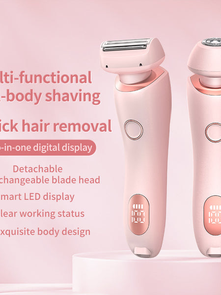 2 In 1 Hair Removal Epilator USB Rechargeable Trimmer Women Body Razor Face Leg Armpit Bikini Hand Pubic Shaver Hair Remover