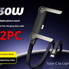 Fast Charging Foldable Bracket Data Cable 2-in-1 Data Wire Foldable Phone Tablet Stand Type-C To Type-C USB-A To Type-C