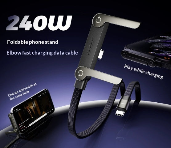 Fast Charging Foldable Bracket Data Cable 2-in-1 Data Wire Foldable Phone Tablet Stand Type-C To Type-C USB-A To Type-C